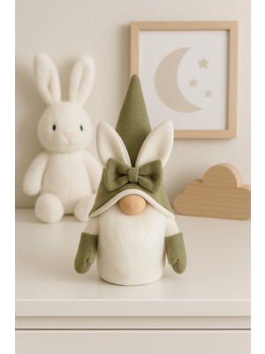 Vanilya Gift Ydekoratif Şans Cücesi Ev Ofis Bebek Odası Dekoru-Rabbit Yeşil 35 cm