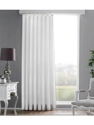 Taç Saten Güneşlik Perde Beyaz Renk Pilesiz Düz Desenli Kornişli