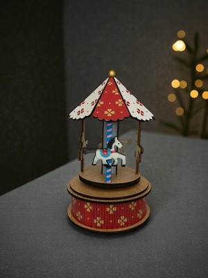 CaactuStore Ahşap Atlı Karınca Müzik Kutusu Dekoratif / Hediyelik