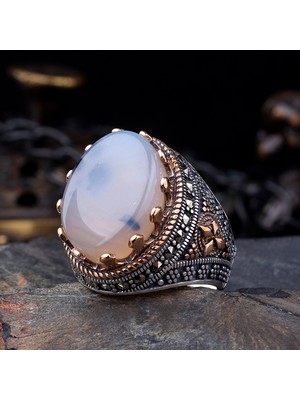 925 Ayar Gümüş Yemen Akik Taşlı Erkek Yüzük