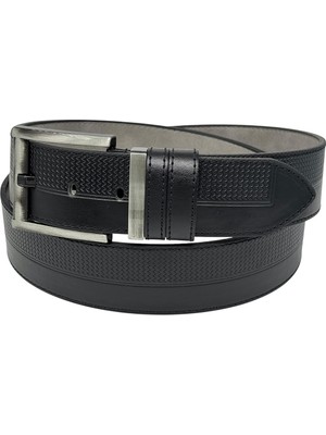 Süzer Deri 4.5 Cm. Spor Model Suni Deri Kenarları Dikişli Unisex Kot Pantolon Kemer Siyah