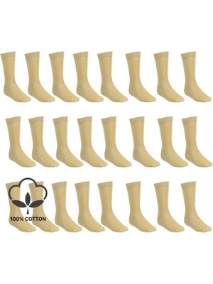 Aktan Organik Pamuk Sahra Rengi Asker Çorabı Uzun Konç Terletmeyen 24’lü