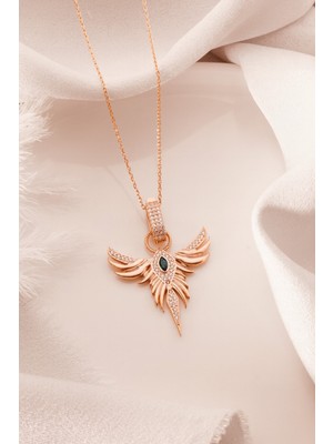 Çekirdek Jewelry 925 Ayar Gümüş Rose Zümrüdüanka Kolye