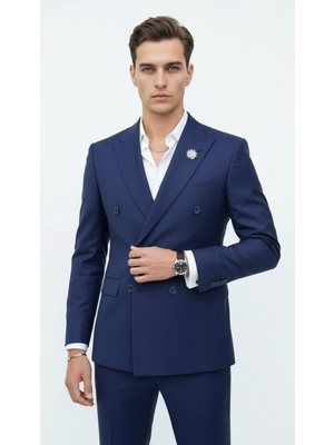 Plus Scorpion Doğal Düğmeli Kruvaze Erkek Blazer Ceket – Premium Kumaş, Slim Fit Şıklık
