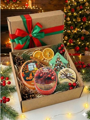 Yılbaşı Özel 4 Lü Set Hediye Paketi (Çam Terebentin - Portakal Tarçın -Vanilya-Nar ) Süngerli Sabun