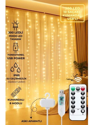 Özbience Renkli LED Işık Perde 3X3M, Kumandalı, Usb, 8 Animasyonlu Dekoratif