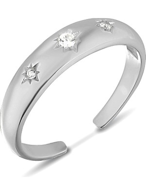 Zanaat Silver 925 Ayar Gümüş Zirkon Taşlı Kutup Yıldızı Ayarlanabilir Kadın Yüzük