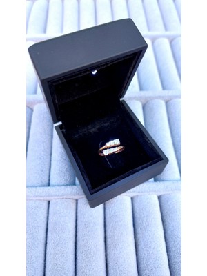 Zanaat Silver 925 Ayar Gümüş Işıklı Kutuda Ayarlanabilir Çift Üçtaş Kadın Yüzük