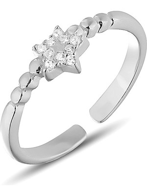 Zanaat Silver 925 Ayar Gümüş Ayarlanabilir Zirkon Taşlı Yıldız Yüzük