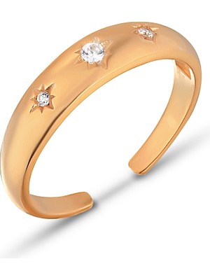 Zanaat Silver 925 Ayar Gümüş Zirkon Taşlı Kutup Yıldızı Ayarlanabilir Kadın Yüzük