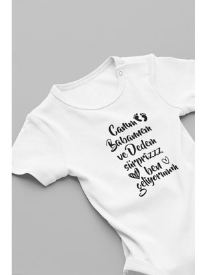 Organik %100 Pamuk Babannem ve Dedem Ben Geliyorum Kısa Kollu Çıtçıtlı Bebek Body Badi Zıbın 5576