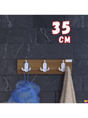Modilayn Arı 9 Kancalı Banyo Askısı 3' Lü Set 31,4x9,6 cm Şık Tasarım, Ekstra Düzen ve Yer Tasarrufu