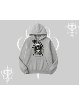 Stay Cool Kedi Baskılı Kapşonlu Sweatshirt