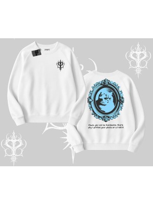 Çerçeveli Kedi Baskılı Biskilet Sweatshirt