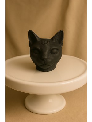 Zeroxo Altıncı Gözlü Kedi Tasarım Biblo, Dekoratif Ev ve Ofis Süs Eşyası, Figür