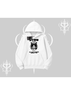 Catronaut Kedi Baskılı Kapşonlu Sweatshirt