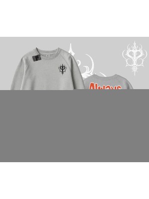 Always Chillin Kedi Arka Baskılı Biskilet Sweatshirt