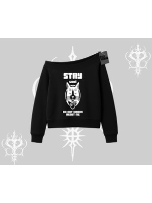 Catronaut Kedi Baskılı Oversize Tshirt