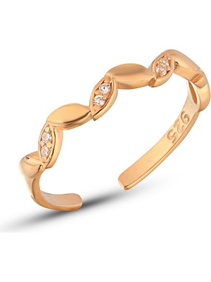 Zanaat Silver 925 Ayar Gümüş Ayarlanabilir Zirkon Taşlı Sarmaşık Yaprak Yüzük