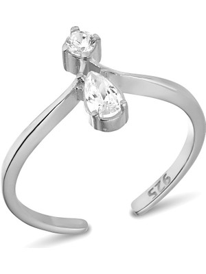 Zanaat Silver 925 Ayar Gümüş Su Damlası Model Ayarlanabilir Damla Taşlı Yüzük