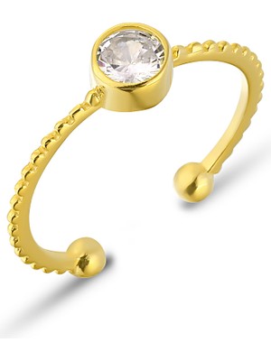 Zanaat Silver 925 Ayar Gümüş Ayarlanabilir Ince Zarif Tektaş Yüzük