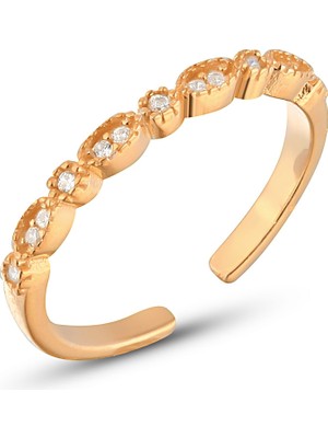 Zanaat Silver 925 Ayar Gümüş Ayarlanabilir Ritmik Sıralı Zirkon Taşlı Yüzük