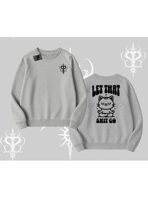 Meditasyon Yapan Kedi Baskılı Biskilet Sweatshirt