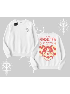 Live Nine Lives Kedi Tasarımlı Biskilet Sweatshirt