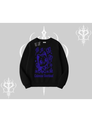 Cuteness Overload Kedi Baskılı Biskilet Sweatshirt