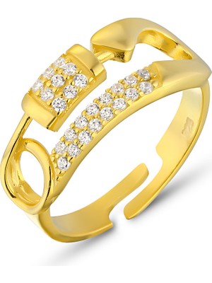 Zanaat Silver 925 Ayar Gümüş Zirkon Taşlı Ayarlanabilir Çengelli Iğne Modeli Yüzük