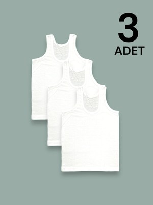 Erdenay Tekstil Ekonomik Erkek Çocuk Pamuklu Atlet 3'lü Paket - Beyaz