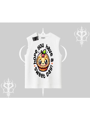 Sweet Day Cupcake Baskılı Kolsuz Tshirt