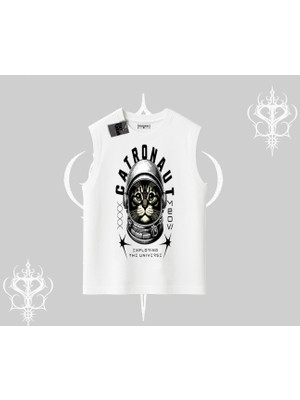 Catronaut Kedi Baskılı Kolsuz Tshirt