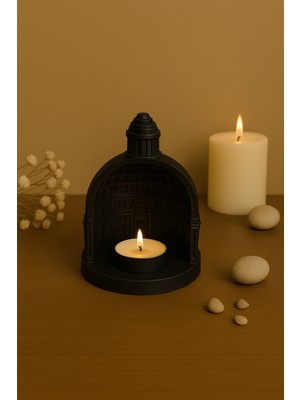 Zeroxo Antik Roma Pantheon Kubbe Tasarımlı Dekoratif Mumluk - Mimari Obje