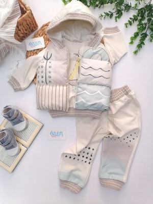 Hippıl Yelkenli Ayıcık Yelekli 3'lü Takım Taş - 6-9 Ay