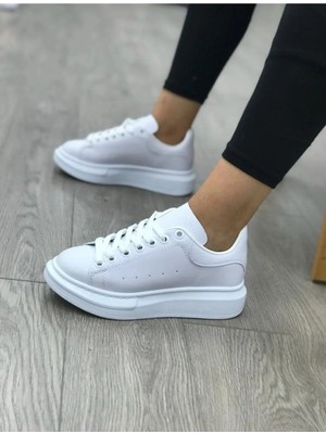 Liarca Kadın Erkek Unisex Bağcıklı Deri Yüksek Tabanlı Rahat Günlük Spor Ayakkabı Sneaker