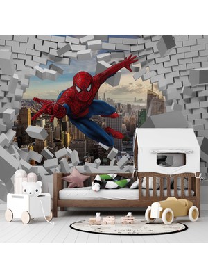 Grown Örümcek Adam Şehir Manzarası Çocuk Duvar Kağıdı