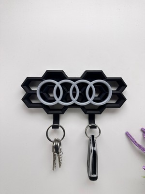 3dpazarıcom 3D Baskı Dekoratif Audi Model Izgara Tasarımlı Anahtar Askılığı