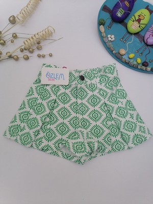 Genel Pilili Denim Kumaş Renkli Şort Turuncu - 4-5 Yaş