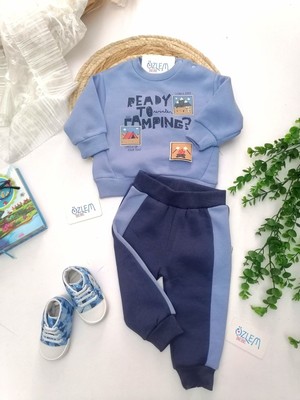 İggy Ready To Campıng Baskı 2'li Takım Mavi - 6-9 Ay