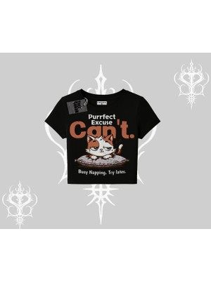 Kedi Baskılı Cant Busy Napping Y2K  Babby Tee Tshirt