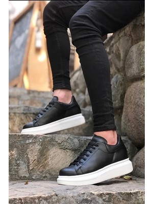 Liarca Kadın Erkek Unisex Bağcıklı Deri Yüksek Tabanlı Rahat Günlük Spor Ayakkabı Sneaker