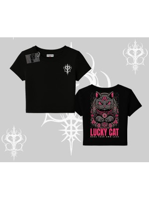 Lucky Cat Japon Tarzı Kedi Baskılı Babby Tee Tshirt