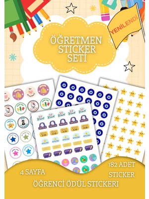 Birikiyedi 4 Sayfa Öğretmen Sticker Seti Öğrenci/ Ödül/ Ödev Stickerı/a5 Boyutu