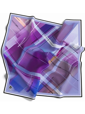 Violla Kristal Ekose Desenli Mor Renkli 90X90 Eşarp (Ipek Içermez) Kenar Dikiş Şekli El Dikişli