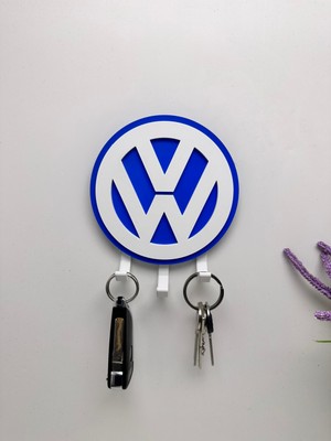 3dpazarıcom 3D Baskı Dekoratif Volkswagen Logo Model Tasarımlı Anahtar Askılığı