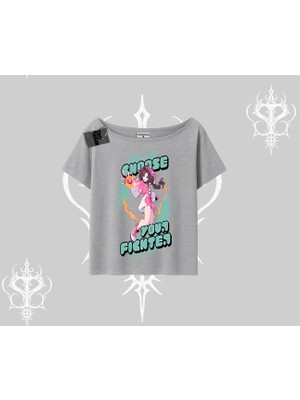 Kayık Yaka Tshirt Oversize  Anime Kız Desenli Japon Stil