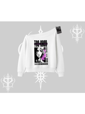 Kayık Yaka Sweatshirt Too Good Anime Girl Grafik Baskılı