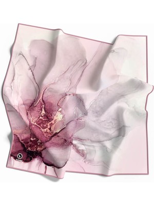 Violla Twill Batik Desenli Pembe Renkli 90X90 Eşarp (Ipek Içermez) Kenar Dikiş Şekli El Dikişli