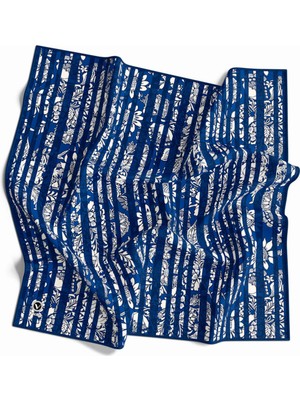 Violla Twill Batik Şal Desenli Lacivert Renkli 90X90 Eşarp (Ipek Içermez) Kenar Dikiş Şekli El Dikişli